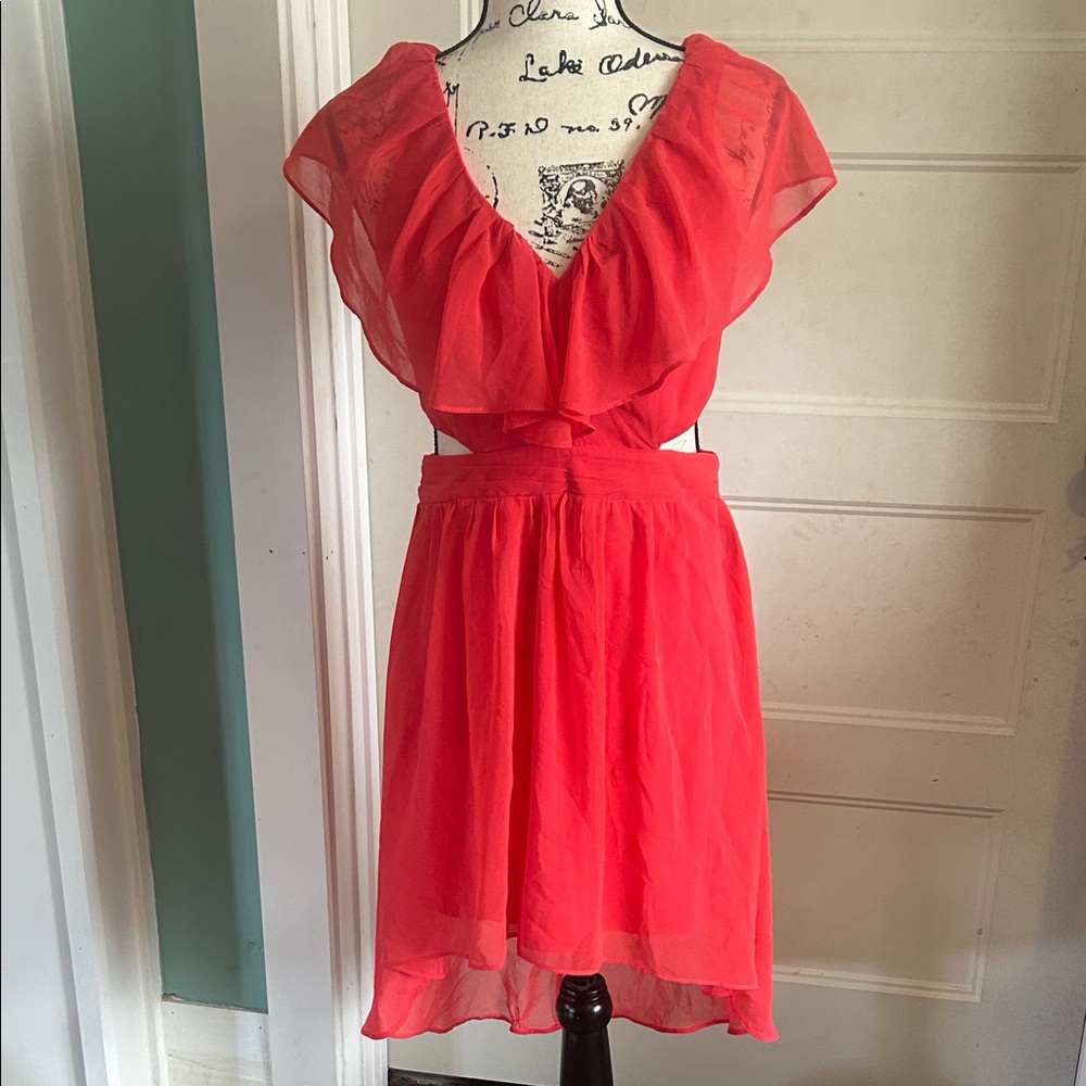 Chic Coral High-Low Dress